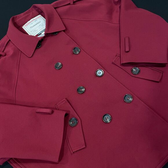 ~ Cartonnier Lg Anthropologie Blazer Cape Wine Double Breasted Buttons Pockets - Picture 10 of 15